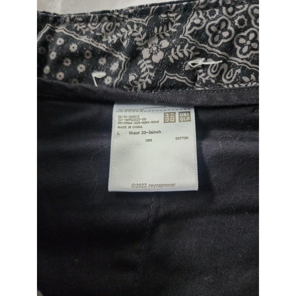Reyn Spooner Uniqlo Cotton Chino Shorts Mens Size 33 Black AOP 10